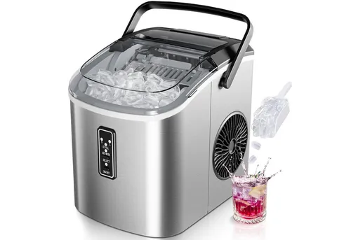 EUHOMY Eiswürfelmaschine 9 Würfel in 6 Minuten, 12 kg/Tag,2 Eiswürfelgrößen, selbstreinigend, tragbarer,für Zuhause, Küche und Büro