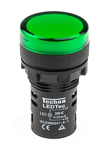 RS PRO Leuchtmelder 230V ac Grün, Ausschnitt-Ø 22mm LED Tafelmontage IP 65 Schraub