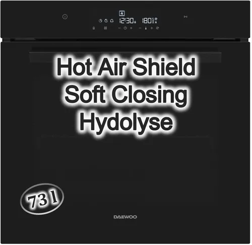 Daewoo Einbau Backofen Schwarz mit SoftClose und Hydrolyse