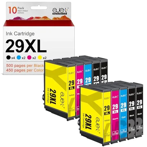 ejet 29 XL 29XL Multipack Druckerpatronen Kompatible für Epson 29 29XL Expression Home XP-342 XP-245 XP-442 XP-235 XP-335 XP-432 XP-435 XP-332 XP-345 Drucker (4Schwarz 2Cyan 2Magenta 2Gelb,10-Pack)