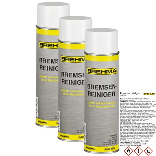 3x BREHMA Bremsenreiniger 500ml Teilereiniger Entfetter Sprühdose Spray Cleaner