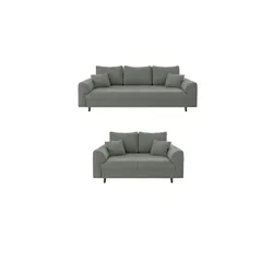 S-Style Möbel Sitzgarnitur 5-Sitzer, Grau - Skandinavisches Design, hochwertiger Boucle-Stoff, pflegeleicht und komfortabel. Ideal für Ihr Wohnzimmer, inklusive 24 Monate Garantie und Lieferung bis zur Wohnung.