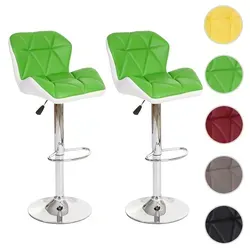 2er-Set Barhocker HWC-A92, höhenverstellbar Kunstleder in grün - Barmöbel mit bequemer Sitzpolsterung und dekorativen Ziernähten. Ideal für modernes Wohnen, stufenlos höhenverstellbar und um 360° drehbar für höchsten Komfort.