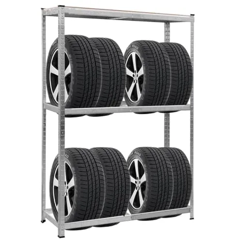 Schwerlastreifenregal für Werkstätten - Robustes Reifenregal mit einer Tragkraft von 14,5 kg, ideal für die professionelle Lagerung von Reifen und Werkstattzubehör.