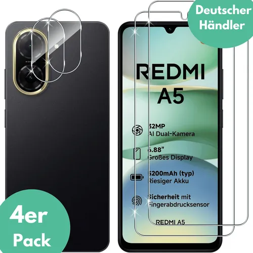 2X Schutzglas für Xiaomi Redmi A5 Panzerfolie Display Kamera Full Screen 9H