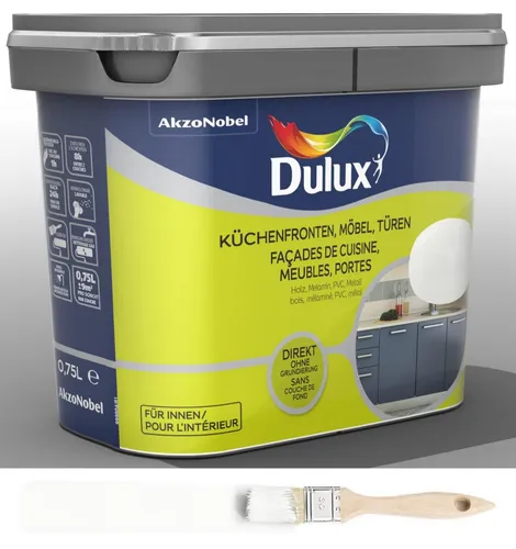 Dulux Fresh up Renovierfarbe für Küchen Möbel Türen satiniert Weiß 0,75 L