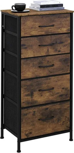 Woltu Hochkommode mit 5 Schubladen in schwarz von WOLTU