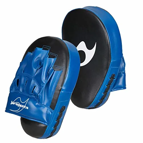 Ju-Sports Handpratzen vorgebogen I Box Pratzen aus Kunstleder I Sehr leicht & gutes Handling I Mit Punkt für optimalen Treffer I Ideal für Boxtraining I Blau