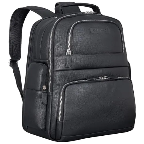 STILORD 'Josef' XXL Leder Rucksack mit Laptop-Fach 15.6 Zoll - Laptop-Rucksack aus echtem Leder mit großem Stauraum für bis zu 2 DIN A4 Ordner und ein gepolstertes Fach für Laptops bis 15,6 Zoll – perfekt für Beruf, Schule und Freizeit.