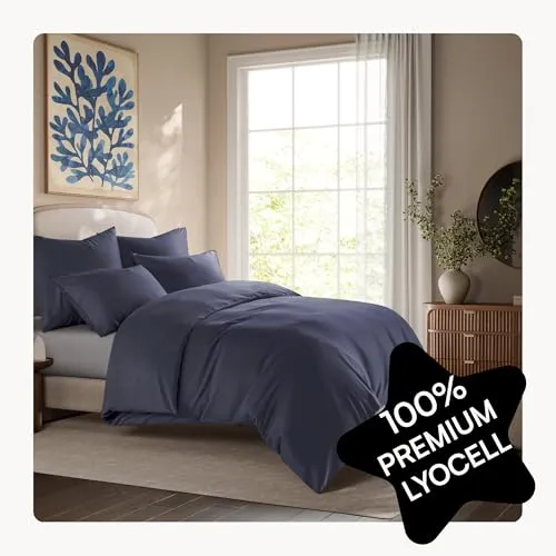 Seralino Tencel Bettwäsche 200x200 Blau + 80x80 cm Dunkelblau | 100% Lyocell| besonders weiche hochwertig | Reißverschluss | Oeko-Tex | für Allergiker geeignet | Anti Schwitz Bettwäsche |