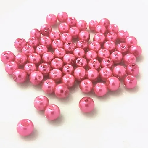 Kopper-24 (8 mm/Pink) Glasperlen - Bastelperlen aus Glas rund - 30 Farben mit Loch Perlen zum Basteln auffädeln Armbänder Traumfänger bunt Set DIY mini kleine große Kinder Bastelperlen Schmuck
