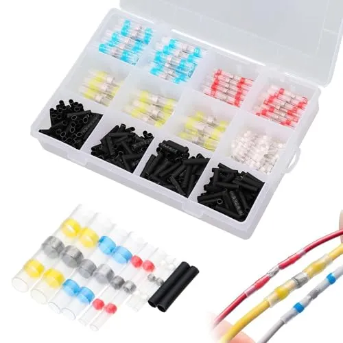 mizikuu 500 Stück Lötverbinder Set, Schrumpfverbinder Solder Sealing Wire Connector Wasserdicht Kabelverbinder, Schrumpfschweißen Schmelzverbinder für Automobil Marine Boot Elektronikindustrie