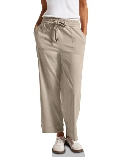 Stoffhose STREET ONE Damen Gr. 46 - Casual Sommerhose in Morning Beige - Bequeme und pflegeleichte Stoffhose von STREET ONE. Ideal für den Sommer mit lässigem Turn-Up und vielseitigen Kombinationsmöglichkeiten für jeden Anlass.
