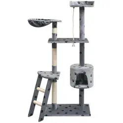 vidaXL Katzen-Kratzbaum 150 cm mit Pfoten-Aufdruck - Kratzbaum für Katzen mit mehreren Plattformen, Sisalseilen und Spielzeug. Bietet Rückzugsmöglichkeiten und fördert gesunde Krallenpflege für glückliche Katzen.