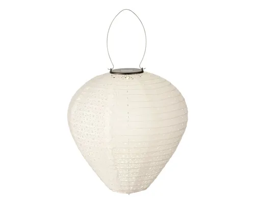 Lumineo LED Solarleuchte, Dauerlicht, warmweiß, Solar LED Laterne Nylon 30x28cm Weiß /Warmweiß Ornament Gartenlampion