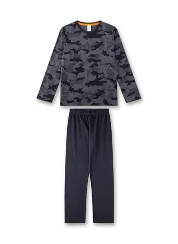 Sanetta Jungen Schlafanzug - Teens, lang, Pyjama aus 100% Baumwolle, Schwarz/Grau 164 - Kinder-Nachtwäsche, hochwertiger Schlafanzug aus 100% Baumwolle mit elastischem Bund für optimalen Tragekomfort, ideal für entspannte Nächte.