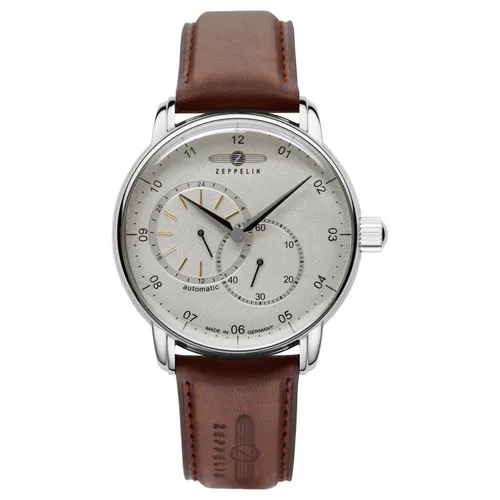 ZEPPELIN Automatikuhr 8662-1 New Captains Line – 43mm Herrenuhr - Herrenuhr mit Automatik-Antrieb, 5ATM wasserdicht und elegantem Design aus Edelstahl und Kalbsleder – ideal für stilbewusste Herren.