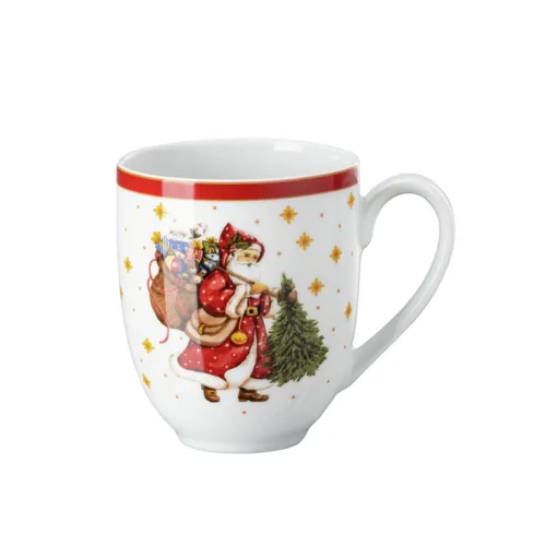 Hutschenreuther Happy Wintertime Rot Becher mit Henkel 0,40 L - Bunter Henkelbecher aus Porzellan, ideal für die festliche Jahreszeit. Mit 0,40 L Fassungsvermögen und einer Höhe von 10,7 cm ist er perfekt für heiße Getränke.