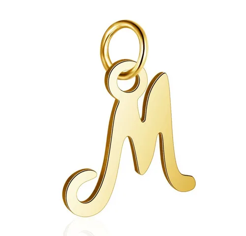 BUNGSA Anhänger Set Anhänger Buchstaben Gold aus Edelstahl Unisex M (1 Armband, 1-tlg), Pendant Halsketten