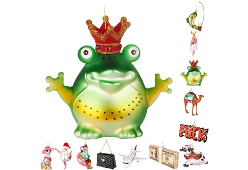 BRUBAKER Weihnachtsbaumkugel Handbemalte Weihnachtskugel - viele lustige Motive - Glas Baumkugel (1 St), Christbaumschmuck Figuren Deko Anhänger Christbaumkugel Weihnachtsdeko