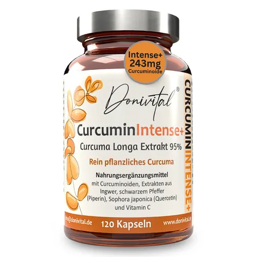 Kurkuma-Extrakt (Curcuma longa) 95% – 4 Monate Vorrat –mit Piperin kombiniert