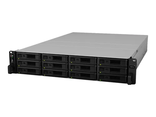 Synology RackStation RS3618XS NAS-Gehäuse - Zubehör für Datenspeicherung mit 12 Laufwerksfächern, leistungsstarkem Intel Xeon Prozessor und hoher Datensicherheit durch Hardwareverschlüsselung und Passwortschutz.