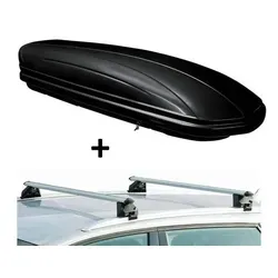 Skibox MAA460G schwarz glänzend mit Alu Relingträger CRV107 für Subaru Forester 1997-2002