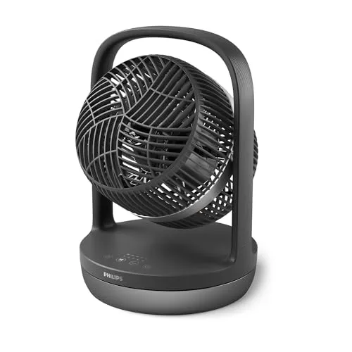 PHILIPS Oszillierender Tischventilator Serie 3000 - Superleise mit SilentWings Technologie, 23dB, 180° Neigung und 12-Stunden-Timer für individuellen Komfort