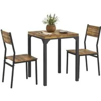 HOMCOM 3-teilige Essgruppe mit Esstisch und 2 Stühlen