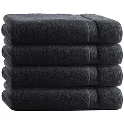 TRENDBUY24 Handtuch Set Handtücher Duschtücher Gästetücher Baumwolle Frottee Premium 4er Set, 100% Baumwolle (4-St), Duschtuch schwarz 70 cm x 140 cm