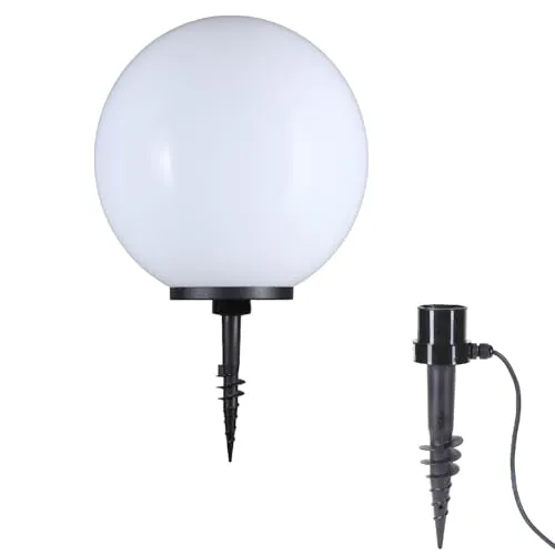 Kugelleuchte Ø 25cm mit Erdspieß - Witterungsbeständige Gartenlampe - Lampen für den Außenbereich: Diese dekorative Kugelleuchte mit IP44 ist kratzfest und ideal für Garten, Terrasse oder Wintergarten. Der Erdspieß sorgt für stabilen Halt.