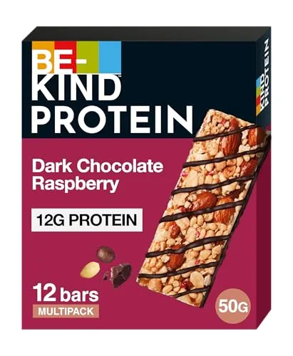 BE-KIND Protein-Riegel, glutenfreier Snack-Riegel, Dark Chocolate Raspberry, hoher Ballaststoffgehalt, Proteinquelle, ohne künstliche Farb-, Aroma- oder Konservierungsstoffe, 12 x 50g