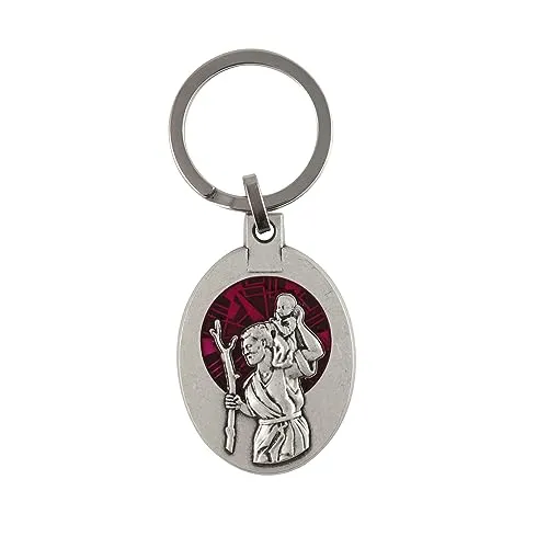 NKlaus Schlüsselanhänger Heiliger Christophorus rot Gott schütze Dich Schutzpatron 14861