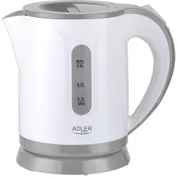 Adler AD 1371g Wasserkocher 0,8L Weiß/Grau - Praktischer 0,8-Liter-Wasserkocher mit 850 Watt Leistung und 360° drehbarem Sockel. Ideal für Küche, Büro oder Studentenwohnheim. Sicherheitsabschaltung und integrierter Filter für besten Wassergenuss.
