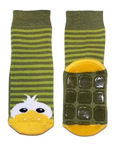 Weri Spezials Baby und Kinder Stoppersocken Enten Motiv für Mädchen und Jungen in 8 tollen Farben, Voll-ABS Antirutschsohle Anti-Rutsch (31-34, Grün)