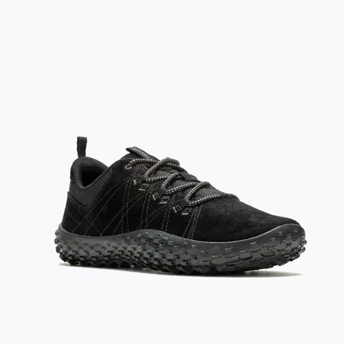 Merrell Wrapt Black/Black 42 - Innovativer Hybrid-Laufschuh - Laufschuhe mit atmungsaktivem Obermaterial aus Schweinsveloursleder, 100% recyceltem Gurtband und hervorragendem Geruchsschutz. Ideal für Outdoor-Enthusiasten, die ein natürliches Laufgefühl suchen.