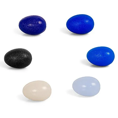 6er SPAR-SET TheraPIE Gel EGG Ball | eiförmiger Handtrainer | HOCHWERTIGE QUALITÄT | Unterarmtrainer | Handmuskeltrainer | Handgreif-Trainer | Fingertrainer | Finger-Streching | Anti Stress Ball