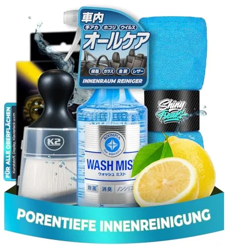 Soft99 Wash Mist Innenraumreiniger Set 300ml mit Spezialpinsel & Tuch 3-tlg