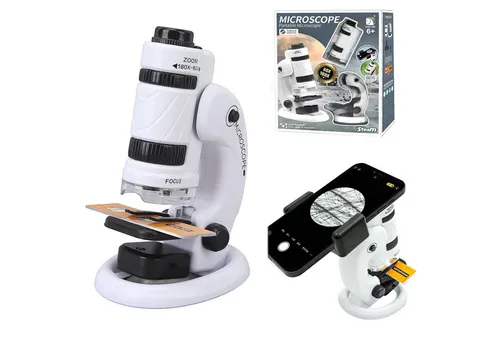 COIL Handmikroskop, Lehrmikroskop, Digitales Mikroskop Kindermikroskop (Smartphone-Halter, 60x-180x Objektiv, LED)