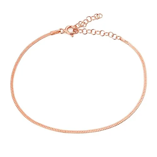 Einzelstück® Schlangenarmband Silber 925 Armband I verstellbare Armkette 18K Rosegold I Echtschmuck I Gliederarmband Damen Mädchen Schlangen Kette (Minimalist Rosegold Armband)