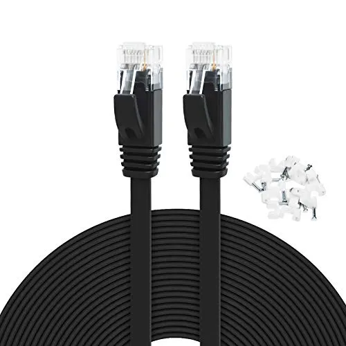 Yauhody Cat 6 Lan Kabel 30 Meter,Flach Netzwerkkabel Lang, 1000 Mbit/s Ethernet Kabel RJ45 Patchkabel für Gigabit Internet, Modem, Router, PC, Switch, PS5 (30M,Schwarz)