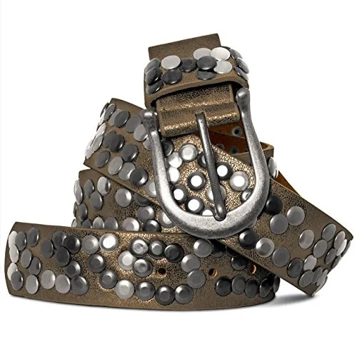 Caspar GU223 Damen Vintage Nietengürtel, Gürtelgröße:90, Farbe:antik gold