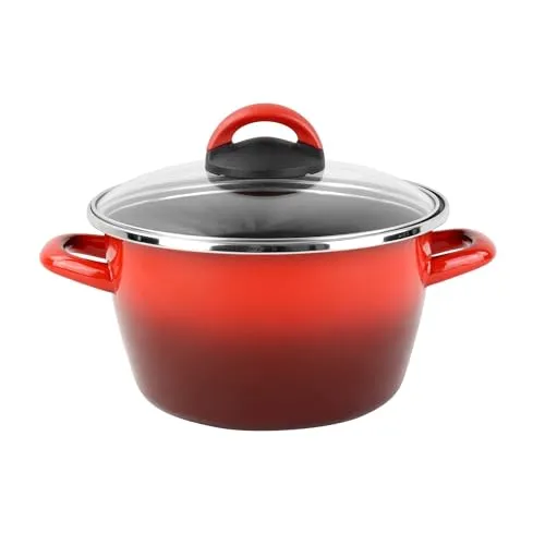 Magefesa Kochtopf Sfumato Rosso, Ø 28 cm, mit Glasdeckel, Rot