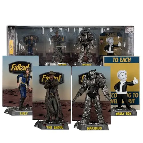Fallout Movie Maniacs PVC Statuen 4er-Pack - Spielfiguren: 4 detailreiche PVC-Statuen aus der Fallout-Serie, inklusive Lucy, Maximus, The Ghoul & Vault Boy, ideal für Sammler und Fans der Kultreihe. Limitiert auf 10.000 Stück weltweit.