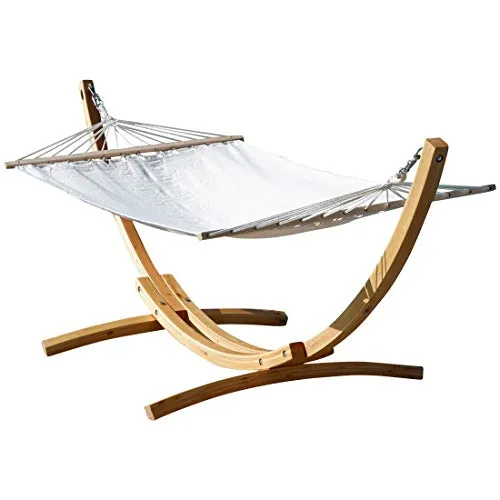 ALEOS. 320cm Hängemattengestell Blanca Hängematte mit Gestell aus Holz Lärche mit Stabhängematte