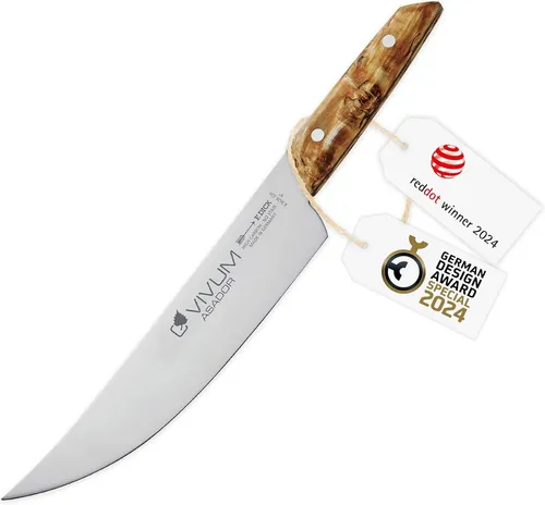 F. DICK BBQ Messer ASADOR VIVUM 22 cm - Profi Zerlegemesser - Kochmesser aus Spezialstahl mit extra scharfer Klinge, 58 HRC für lange Schnitthaltigkeit und komfortablem Birkenholzgriff. Ideal für BBQ und Fleischzubereitung.