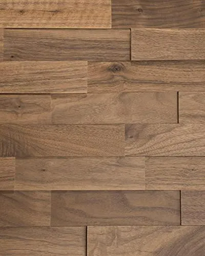 wodewa | Wandverkleidung Holz Nussbaum | 1m² 3D Echtholz Wandpaneele 200x50mm | Schlafzimmer Edel Dunkel | Made in Germany | Natur 200
