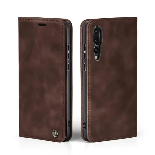 Handy Hülle für Huawei P20 Pro Klapp Magnet Smartphone Cover Case Braun