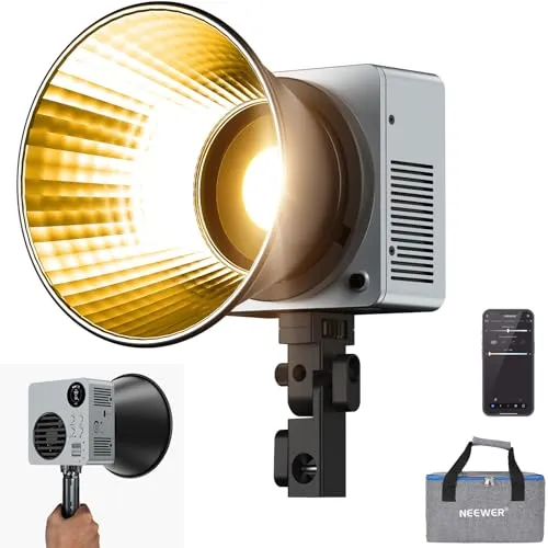 NEEWER 80W LED Videolicht mit 72Wh Akku/100W PD Schnelllade APP/2,4G Steuerung Tragbares zweifarbiges Mini COB Studio Dauerlicht 25500lx/1m 2700-6500K Dimmbar CRI95+ 13 Szenen, HB80B
