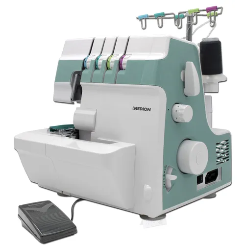 Medion 4 Faden Overlock Nähmaschine Freiarmnähen 90 Watt LED Stichlänge 2,5-4mm